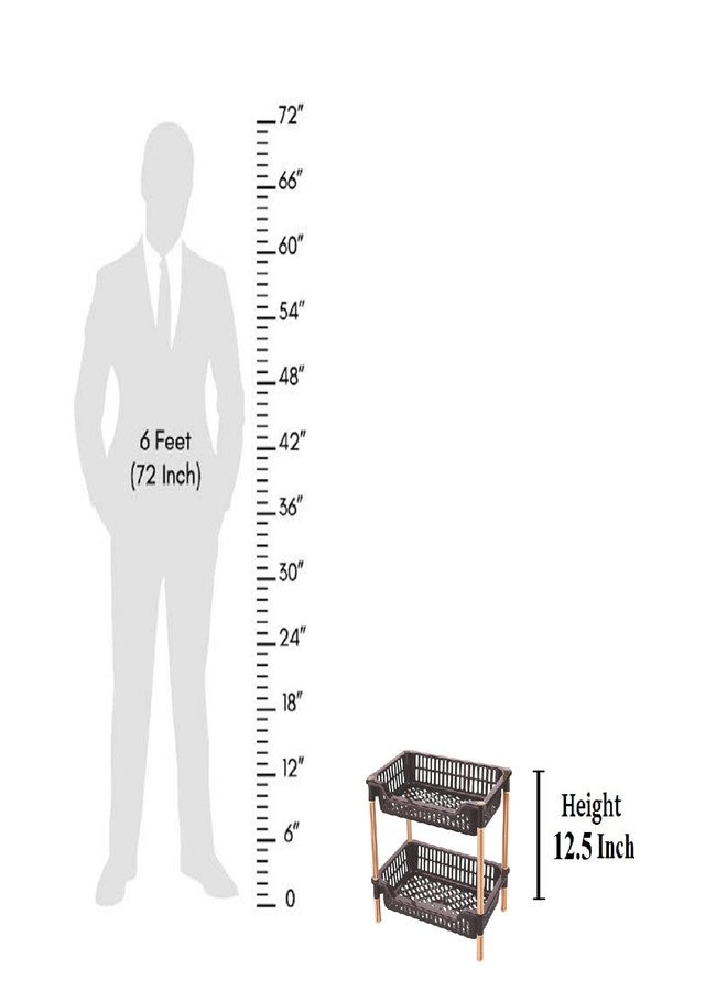 Sonal - Luxor 2 Tier Multi-Purpose Rack for Office, Kitchen Rack | Stand | Organizer Storage Shelf Standing Rack - Size: 38cm x 24cm x 32cm (Small, Brown) - Image 2